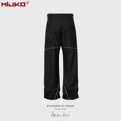 MIJKO men's women's spiral zipper design trousers men's and women's same high street black and gray two-color straight casual trousers