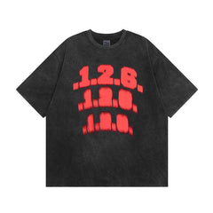 T-shirt homme impression graffiti alphabet déchiré à manches courtes style décontracté homme et femme