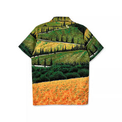 Trendy brand heavy american couple light mature loose hawaiian short-sleeved shirt men's casual handsome floral shirt for women