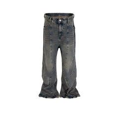 Men's Vintage Pants Men's Women's Trousers Splicing Washed Old Jeans MIJKO
