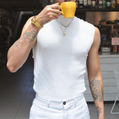 Rave Outfits Mens Vest Sleeveless Tight Bottoming Shirt