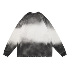 Men Long Sleeve T Shirt Spray Painting Gradient Tie-Dye Hip Hop Rock Trend