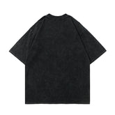 T-shirt homme manches courtes délavé et vieilli style rétro hip-hop décontracté et sport