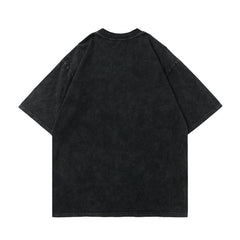 T-shirt homme manches courtes délavé et vieilli style rétro hip-hop décontracté et sport