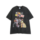 Men T Shirt Hip Hop Vintage Print Short Sleeves T-shirt Men and Women Loose