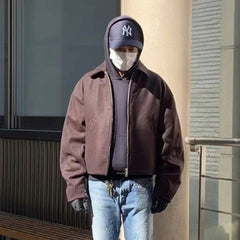 Men Jacket Splicing Design Neutral Woolen Unisex Short Jacket MIJKO