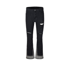 Mens Vintage Pants Splicing Knife Cut Ripped Unisex Jeans MIJKO