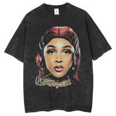 Men T Shirts Printed Washing Water Old T-Shirts Loose Crew Neck Short Sleeves Retro