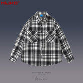 Mens Jacket Double Pocket Plaid Jacket MIJKO