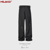 MIJKO men's women's spiral zipper design trousers men's and women's same high street black and gray two-color straight casual trousers