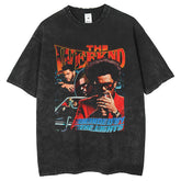 Men T Shirts Summer Vintage Washed Old Mars Print Short Sleeve T-Shirts