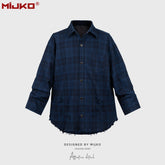 Mens Jacket Ripped Plaid Jacket MIJKO