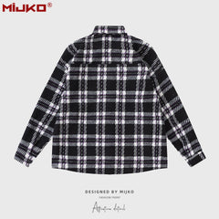 Mens Jacket Loose Plaid Jacket Unisex MIJKO
