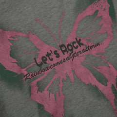 Men Long Sleeve T Shirt Butterfly Print Distressed