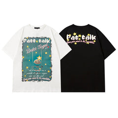 T-shirt homme Hip Hop Design Dessin animé Couple Manches courtes T-shirt Hommes et Femmes