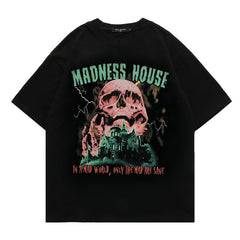 T-shirt homme Imprimé Col rond Manches courtes T-shirt Rétro Ample Homme et Femme