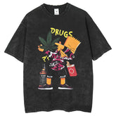 Mens T Shirts Make Old Printed Washed Cartoon Simpson Loose T-Shirts