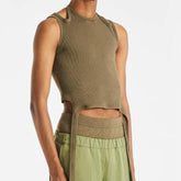 Rave Outfits Mens Vest Double-Shoulder Strap Tassel Knitted