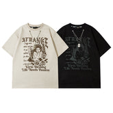 Men T Shirt Vintage Angel Print Short-Sleeved T-shirt Men and Women Ins Style Couple