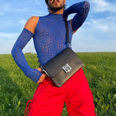 Rave Outfits Mens Vest off-Shoulder Hollow Knit