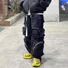 Men Vintage Pants Casual Pants Functional Multi-Bag Wide Leg Pants MIJKO