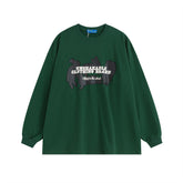 Men Long Sleeve T Shirt Letter Printing Casual Loose round Neck Base