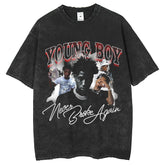 Mens T Shirts Rapper Print Make Old T-Shirt Wash