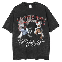 Mens T Shirts Rapper Print Make Old T-Shirt Wash