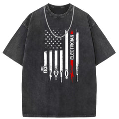 Men T Shirts Washed Old Printed Short Sleeve T-Shirts Loose Casual