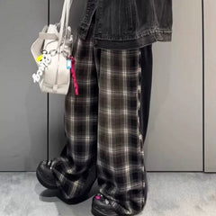 GGGard MIJKO series men's women's Paris deconstruction splicing plaid casual pants men's and women's same contrasting color cat whisker drawstring trousers tide