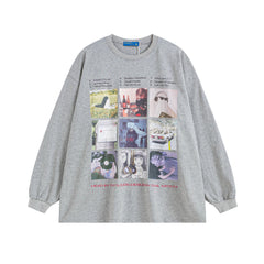 T-shirt homme à manches longues Motif amusant Hip-hop Mode ample