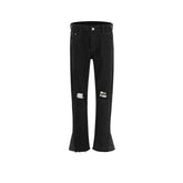 Men Vintage Pants Men's Women's Micro-pull Splicing Pants Pants Ripped Jeans MIJKO