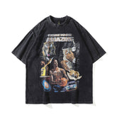 T-shirt Homme Américain Rétro Imprimé Graphique Manches Courtes T-shirt Hommes et Femmes Hip Hop Ample