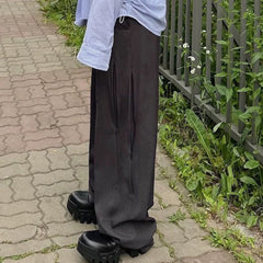 Men's Vintage Pants Zipper Design Casual Trousers Men's and Women's Three-dimensional Wide Legs MIJKO