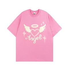 T-shirt Homme Motif Cœur Doux et Cool, Impression Puff, Manches Courtes, Pour Couples Homme et Femme