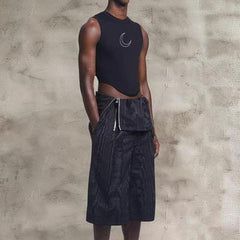 Rave Outfits Mens Vest Irregular Knitting Printing