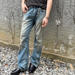 Men's Vintage Pants Men's Women's Vintage Washed Old Trousers Jeans MIJKO
