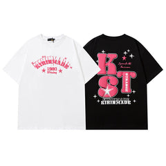 T-shirt Homme Imprimé Lettres Manches Courtes T-shirt Ample Hommes et Femmes Décontracté