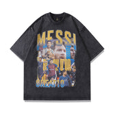 Men T Shirt Printed Distressed Short Sleeve T-shirt Men's Fashion Brand Loose Washed-out Half Sleeve