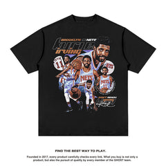 Nba T Shirt Nba Star Basketable Nets Team Owen Vintage Print Short T-shirt American Style Loose