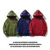 Pull à capuche homme motif camouflage intégral motif tête de requin, 30e anniversaire, coton pur velours fin, marque tendance