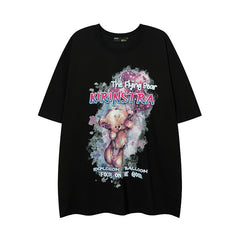 T-shirt homme Hip Hop Col rond Manches courtes T-shirt Hommes et Femmes Ample Couple assorti