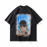 T-shirt imprimé pour homme et femme, style rétro hip-hop, à manches courtes