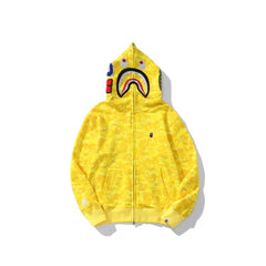 2026 new monkey small embroidery tide brand Bape shark head camouflage candy color hooded zipper sweater casual hoodie