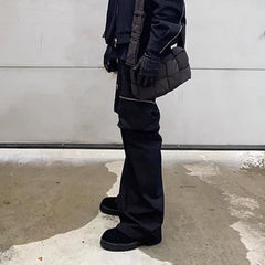 Men Vintage Pants Casual trousers three-dimensional pocket micro-zipper overalls MIJKO