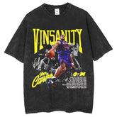 Mens T Shirts Washing Water American Vintage Street Loose Print T-Shirt