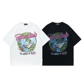 Men's T Shirt Printed Distressed Short-Sleeved T-shirt Men's and Women's Retro Loose