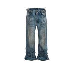 Men Vintage Pants washed old trousers men's and women's micro-pull jeans MIJKO