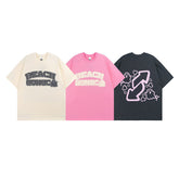 T-shirt Homme Imprimé en Relief Manches Courtes Unisexe Hip Hop Ample