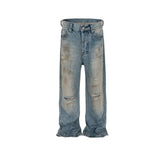 Men's Vintage Pants Men's Women's Vintage Washed Old Ripped Jeans MIJKO